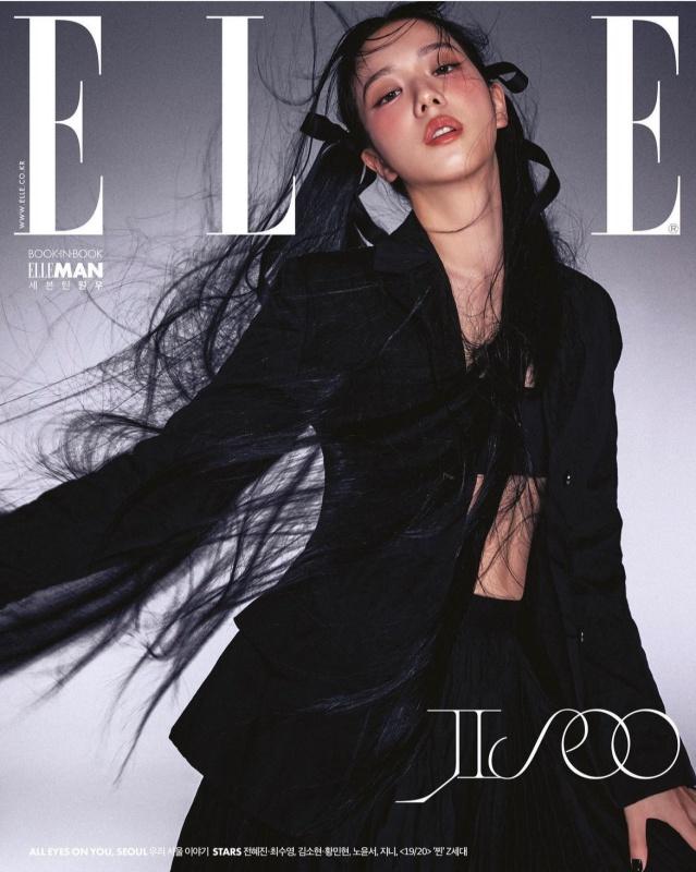 Jisoo小露馬甲線成為粉絲視線焦點。（截自ellekorea IG）