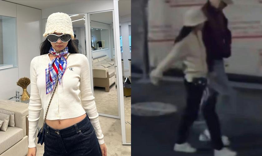 Jennie曬出的私照，和五月兩人被拍到在巴黎牽手散步的穿搭幾乎一模一樣。