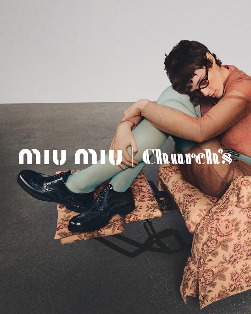 Miu Miu與英國百年鞋履品牌Church's推出聯名合作。（品牌提供）