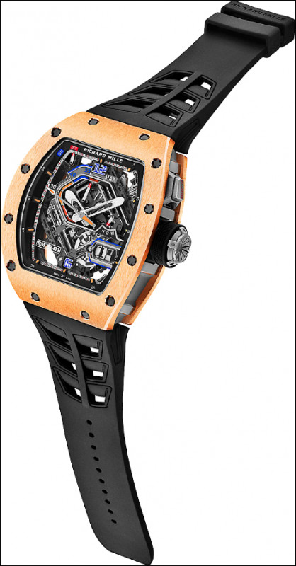 RICHARD MILLE RM 30-01離合擺陀自動上鍊腕錶，5N紅金款，尺寸42.00×49.94×17.59mm，防水深度50米。價格店洽。