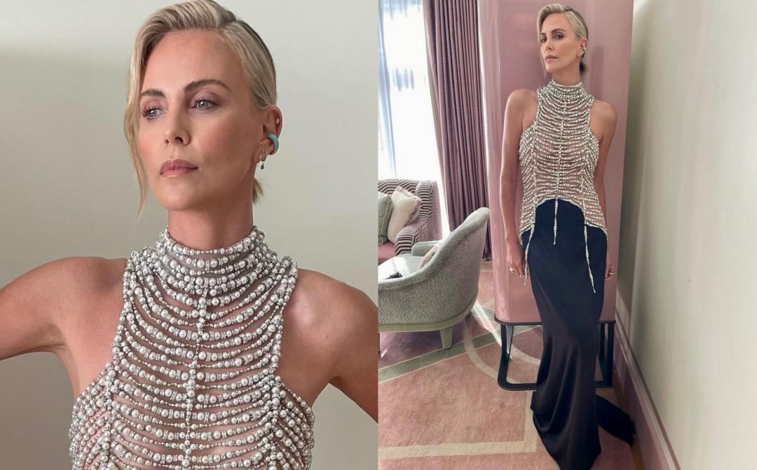 Charlize Theron曬出禮服細節。（截自charlietheron IG）