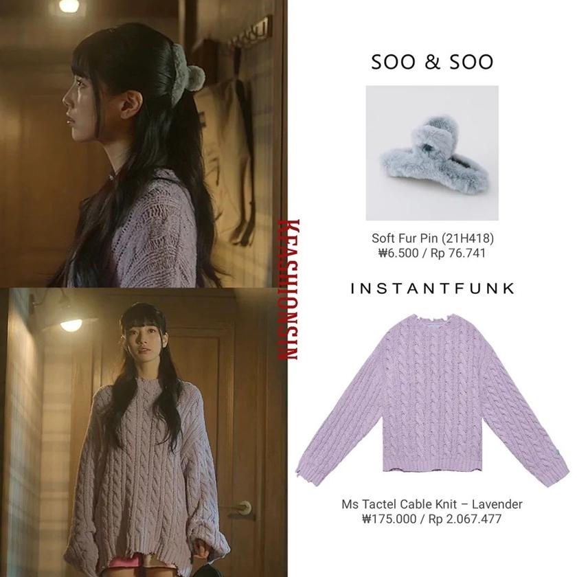 秀智在劇中用的「毛毛鯊魚夾」來自SOO&SOO。（翻攝自kfashionsin IG）