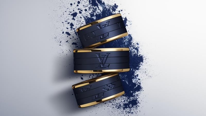 Les Gastons Vuitton高級珠寶系列將鈦金屬打造成「加斯頓藍 Les Gastons Vuitton Blue」。（Louis Vuitton提供）