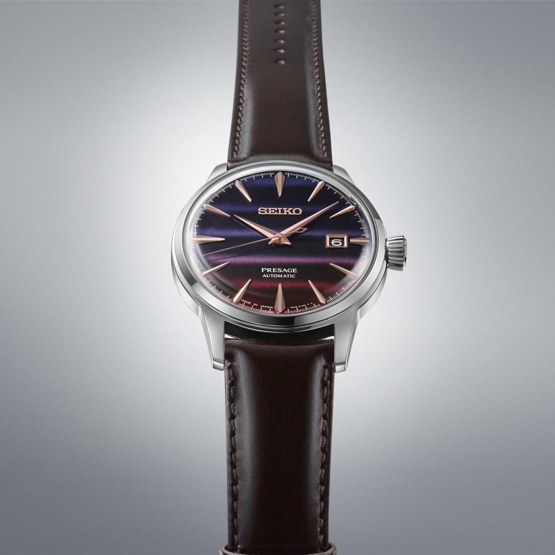 SEIKO Presage Purple Sunset男錶SRPK75J1，全球限量9,000只，18,500元。(SEIKO提供，以下同)