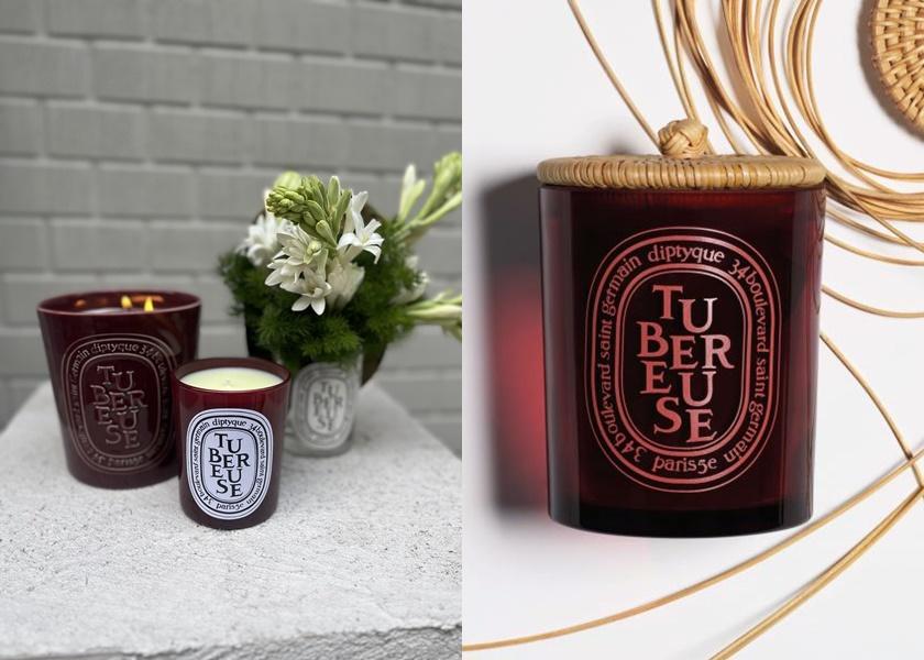 Diptyque2024限量晚香玉香氛蠟燭含燭蓋(圖右)300g/4,100元。