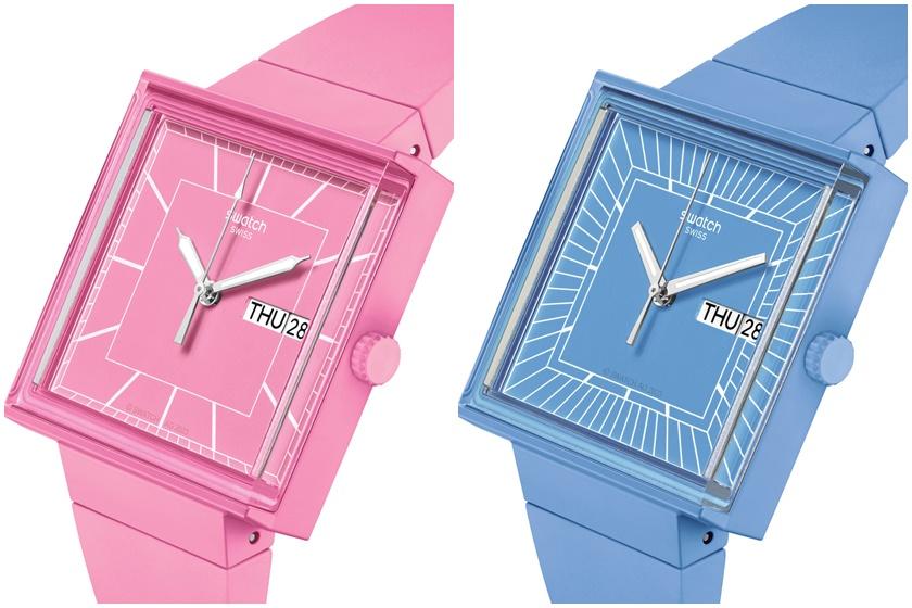 SWATCH「WHAT IF?」系列玫瑰紅、天空藍，各3,450元。