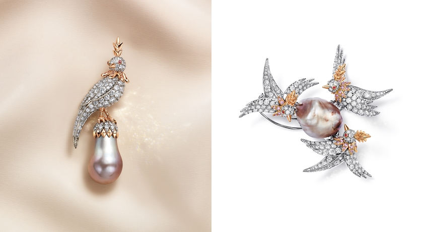萌趣石上鳥躍珍珠翩翩起舞！Tiffany新作來自珍稀天然海水珍珠