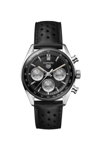 TAG Heuer Carrera Glassbox拱形計時腕錶-黑銀面，建議售價212,000元。