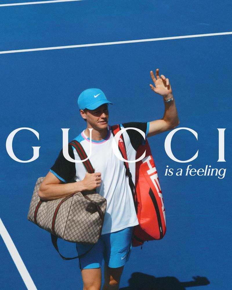 Jannik Sinner形象廣告中的「Gucci is a feeling」來自品牌在80年代的經典標語。