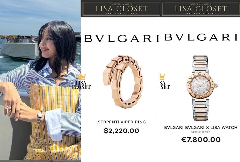 BVLGARI腕錶與經典Serpenti戒指。（翻攝自lalisam_closet IG）
