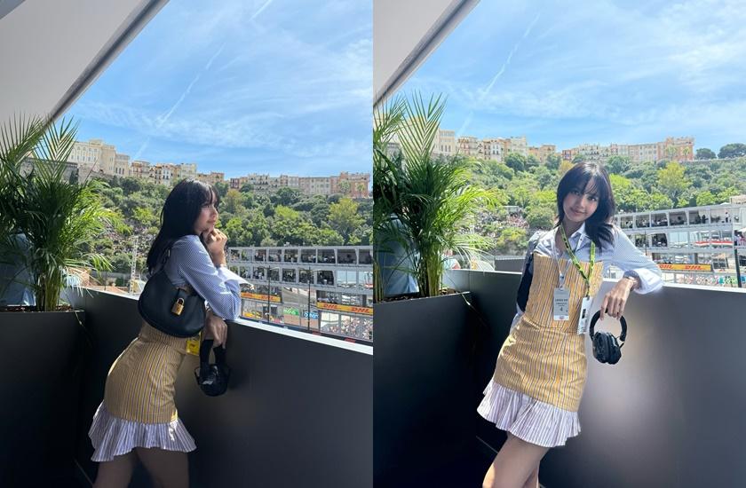 Lisa以一身活潑打扮現身摩納哥F1賽事。（翻攝自lalalalisa_m IG）