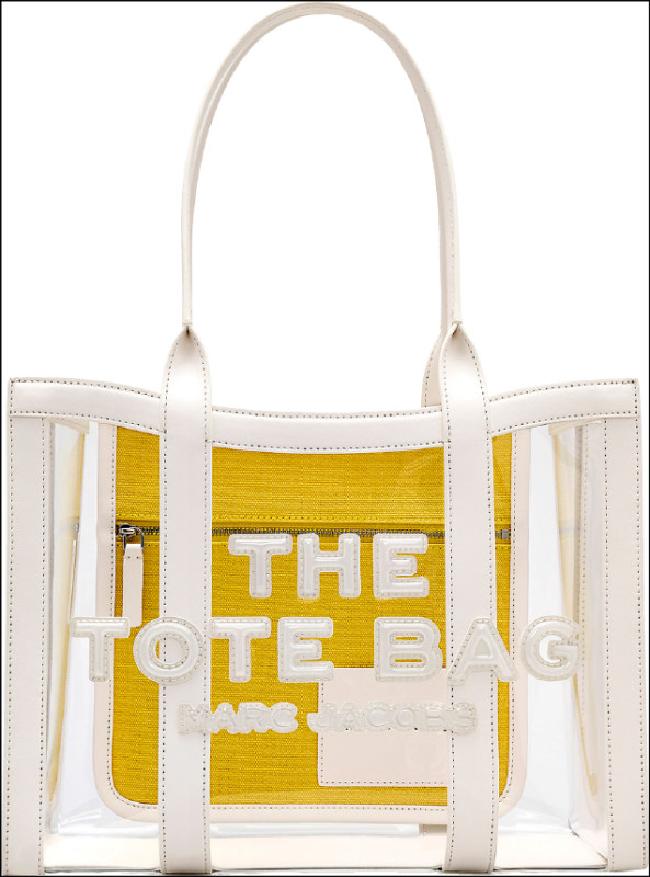 白色皮革透明包面中型THE TOTE BAG托特包，16,900元。