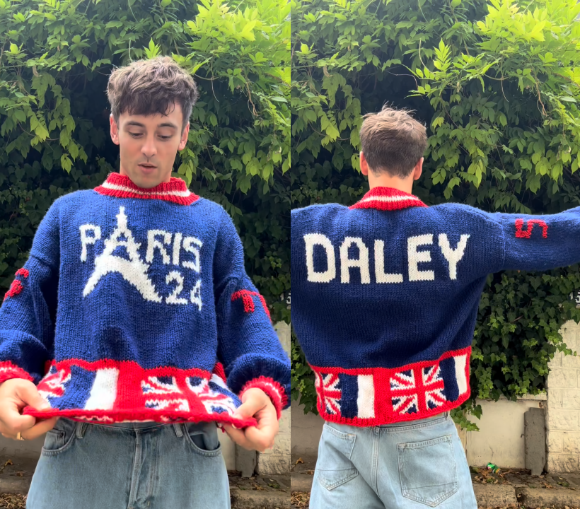 Tom Daley曬出自己編織的毛衣細節。（截自tomdaley IG）