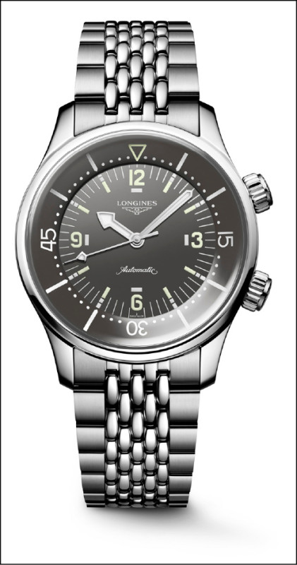 Longines Legend Diver復刻潛水腕錶，礫巖灰款，114,700元。