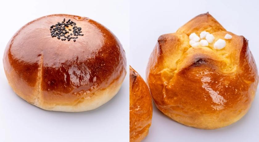 紅豆麵包，60元；布里歐麵包，50元。