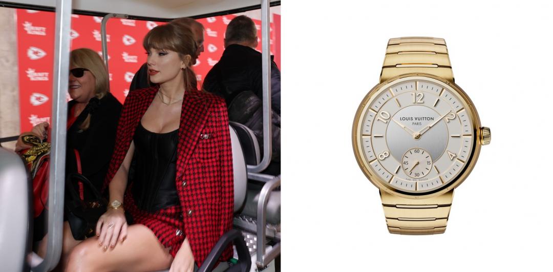 Taylor Swift的腕錶來自LV的設計，NTD1,840,000。（品牌提供）