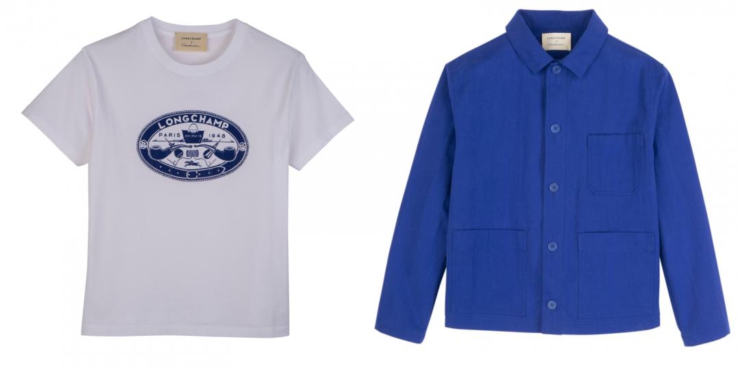 CONSTANTIN膠囊系列（左起）T-Shirt（NT$6,300）、鈷藍色短身外套（NT$26,900）。