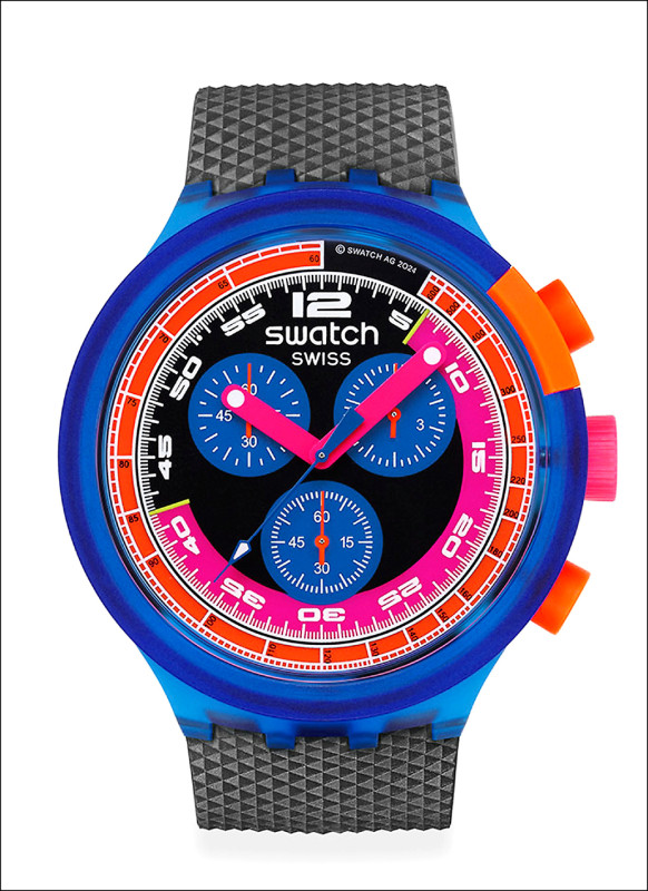 Swatch Holiday系列Neon Party To The Max腕錶，5,050元。