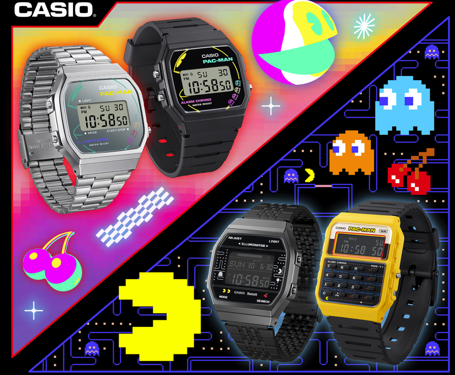 CASIO x PAC-MAN聯名系列，重現電玩經典角色和場景。(CASIO提供，以下同)