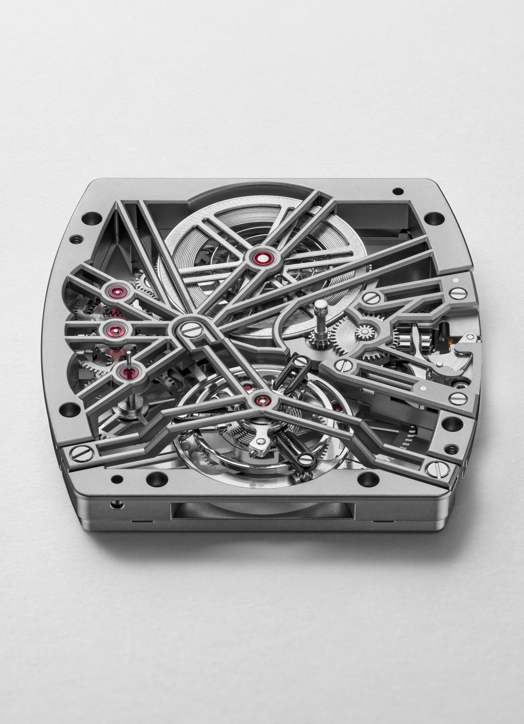 Hublot自製HUB6020手動上鍊鏤空陀飛輪機芯。（Hublot提供）