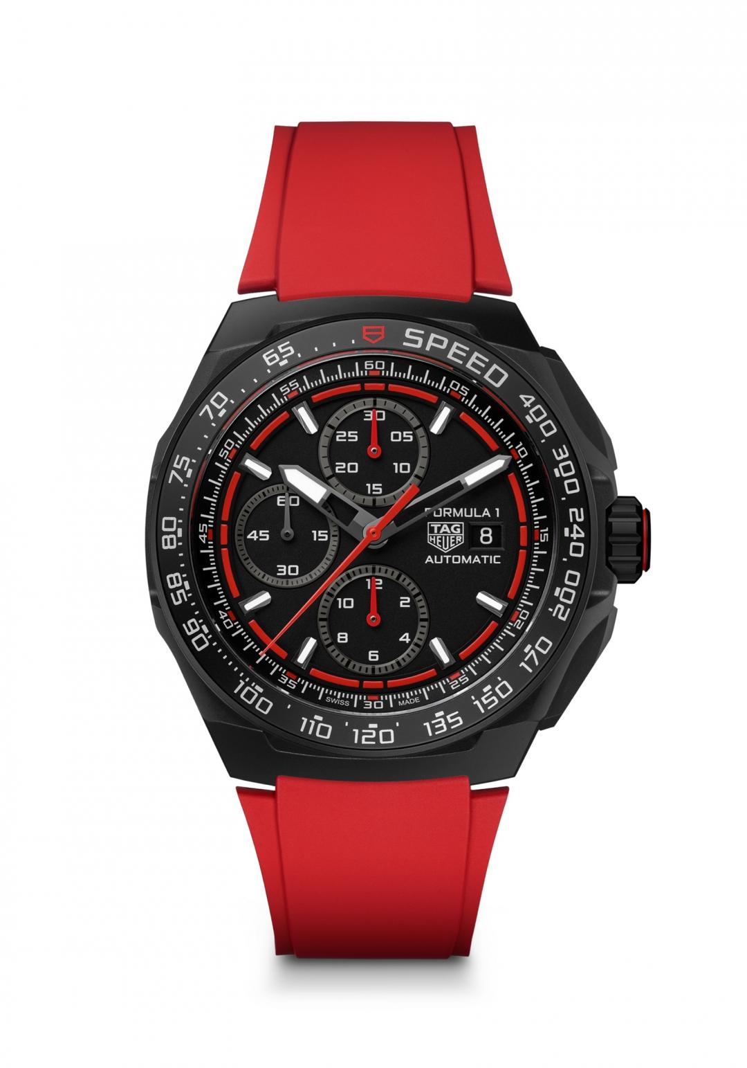 TAG Heuer Formula 1 計時腕錶賽車紅款，161,500元。（TAG Heuer提供）