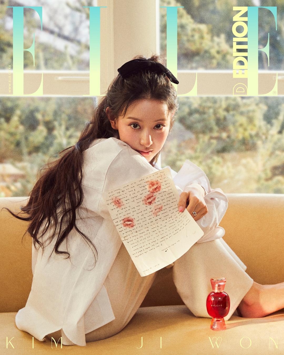 金智媛登上《ELLE》韓版為代言品牌寶格麗香水拍攝單元。