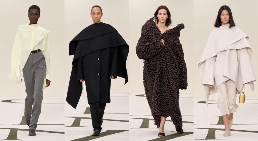 斜角修身與垂墜包裹式設計是CALVIN KLEIN COLLECTION 2025秋冬系列重要剪裁元素。