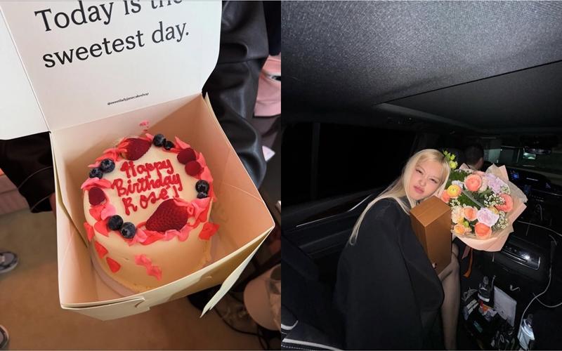 Rosé迎28歲生日，收到許多人送的蛋糕、花束。（翻攝自instagram）