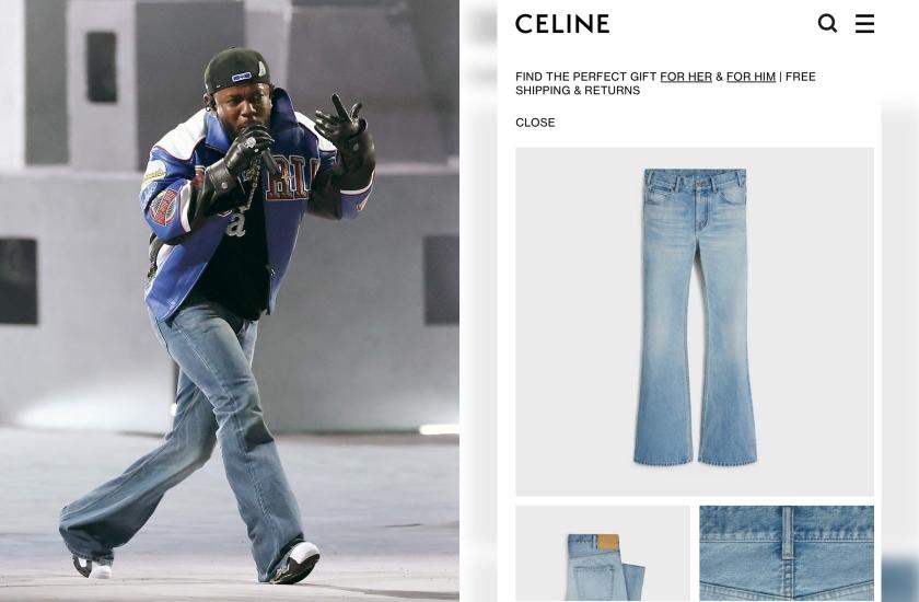 Kendrick Lamar身上這件喇叭牛仔褲來自Celine，售價40,500台幣。