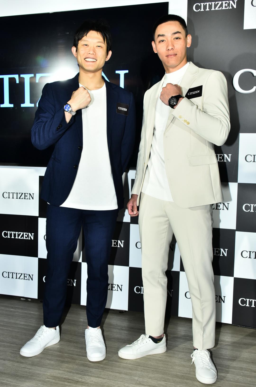 陳冠宇(左)、陳晨威(右)出席CITIZEN新品發表會。(記者陳奕全攝)