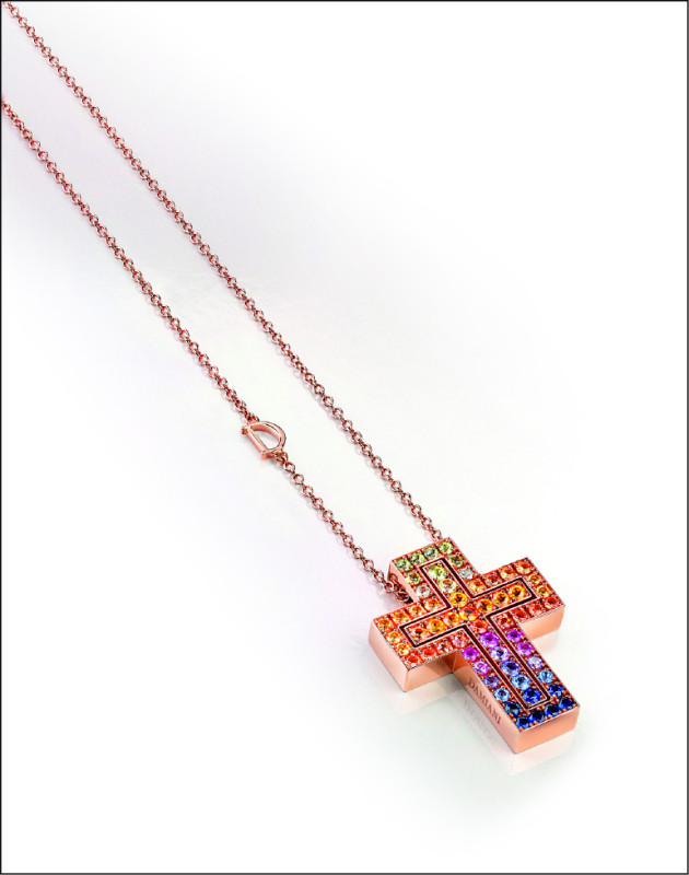 DAMIANI Belle Époque美好年代彩虹藍寶石十字架項鍊，價格店洽。