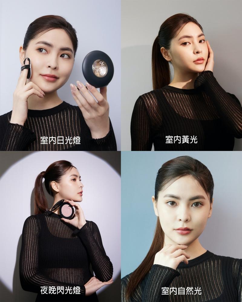 AI小粉餅在不同光源下的妝感都一樣美。