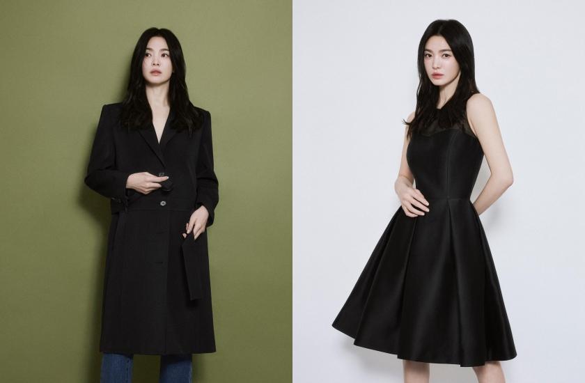 宋慧喬的服裝畫報多以典雅洋裝或俐落打扮。