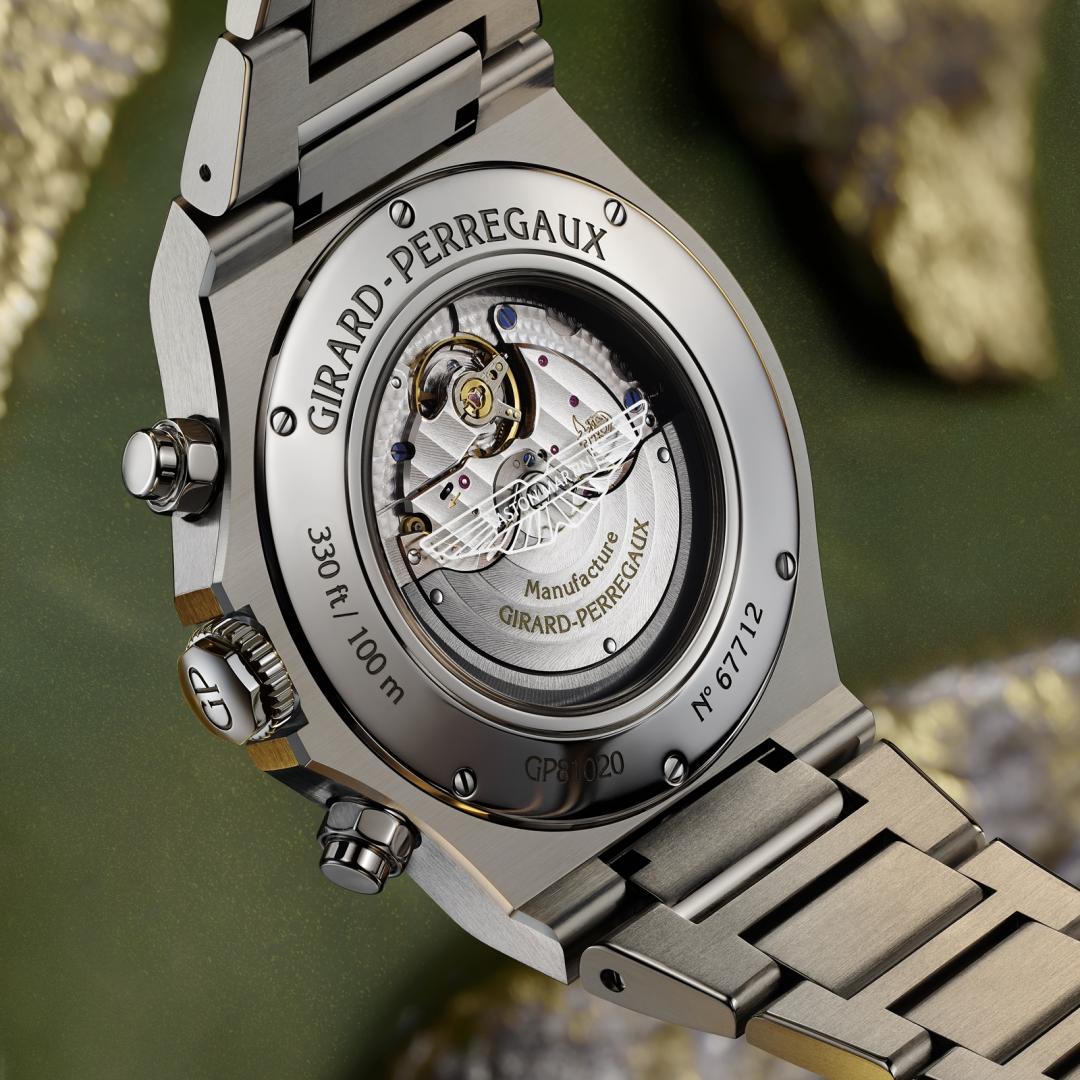 透視後底蓋可見不同工藝紋理打造的機芯。（Girard-Perregaux）提供）