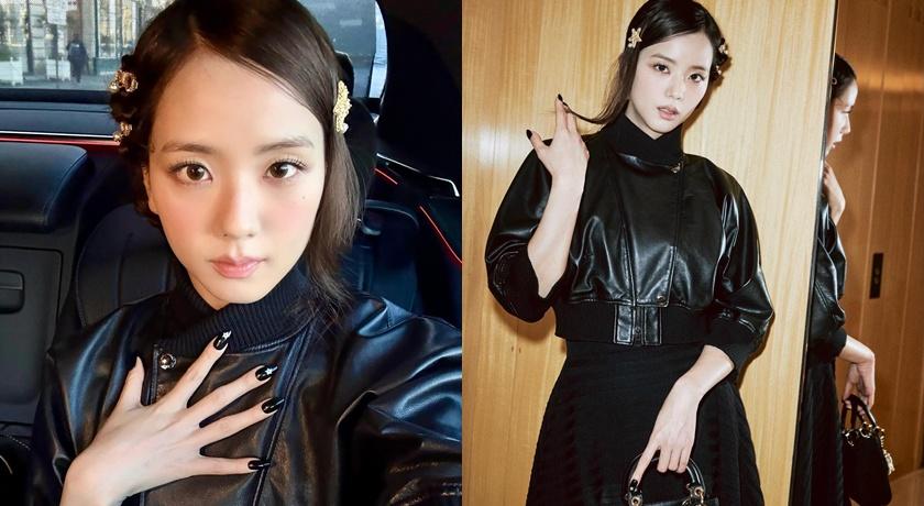 Jisoo出席巴黎參加迪奧2025春夏高訂大秀，造型帥氣甜美。