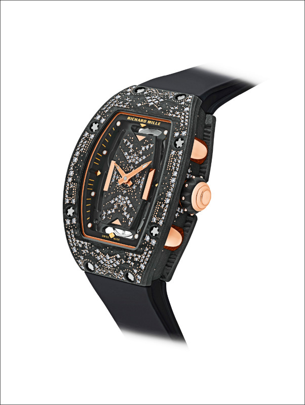 RICHARD MILLE RM 07-01 Intergalactic星系系列腕錶，搭載CRMA2鏤空自動上鍊機芯，Carbon TPT®碳纖維錶殼，31.40 x 45.66 x 11.85mm，價格店洽。