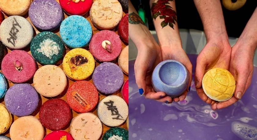 LUSH的泡澡球跟洗髮餅都是明星商品。