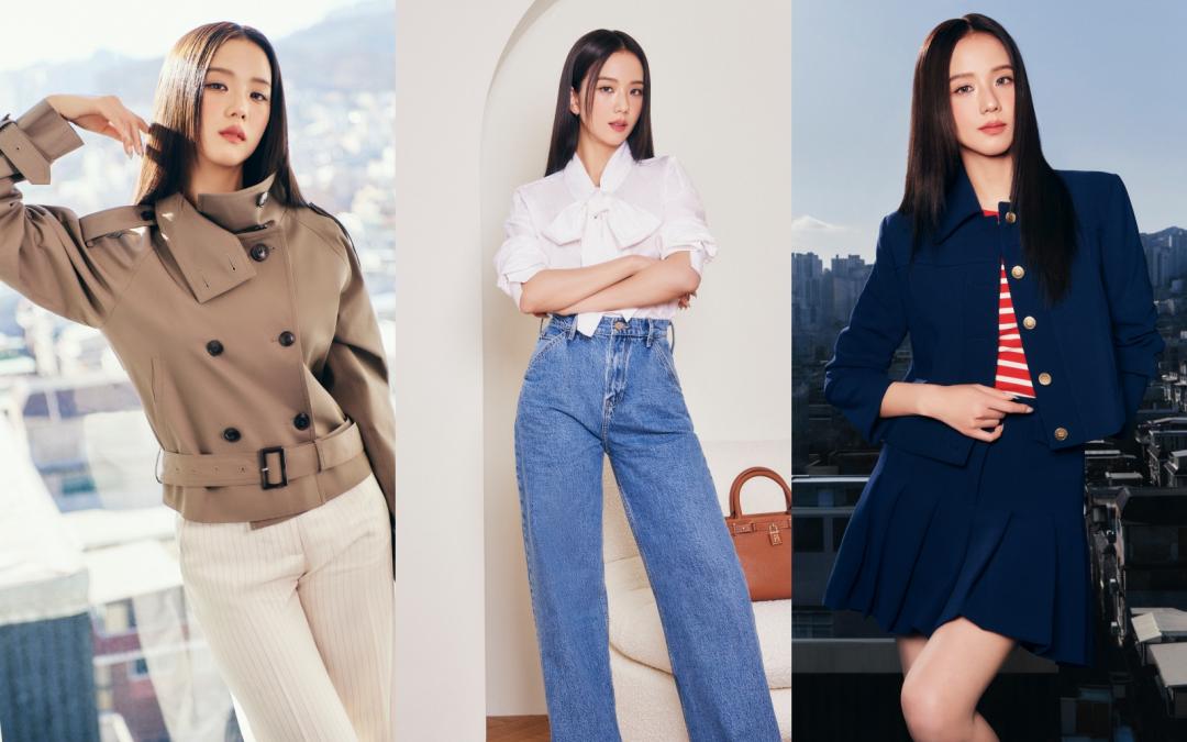 Jisoo此次穿Sofia for Tommy限量系列，透過極簡的單品穿出現代學院風格。