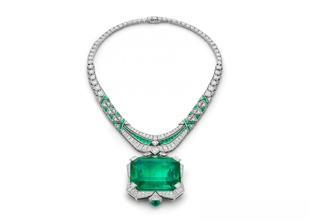 BVLGARI Polychroma系列The Magnus Emerlad頂級祖母綠與鑽石項鍊。（BVLGARI提供）