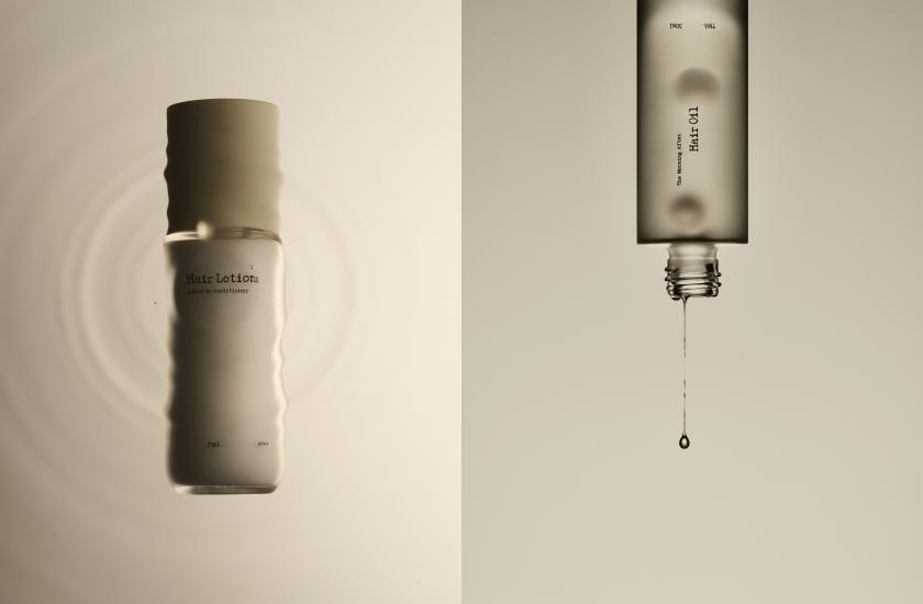 荒杉木瞬澤精華乳，100ml，1,280元；荒杉木瞬澤髮油，30ml，1,280元。