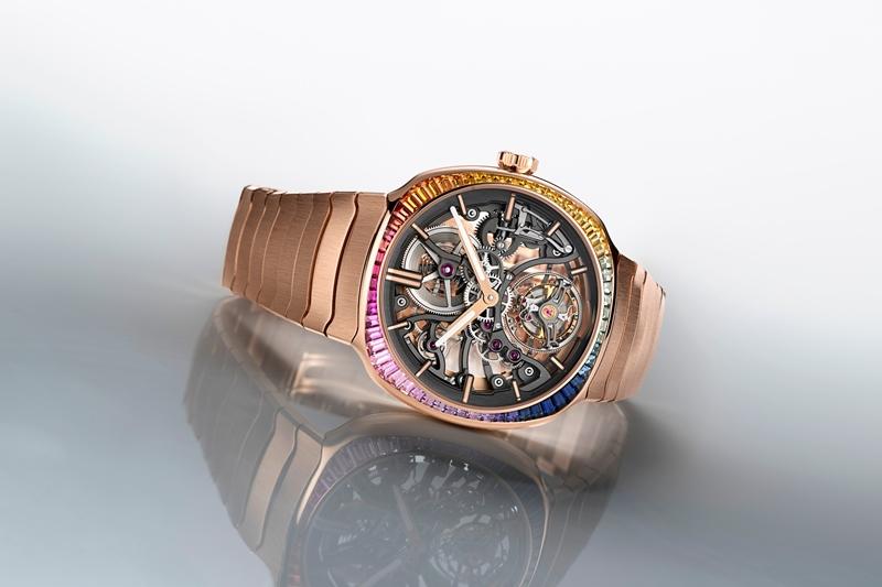 疾速者陀飛輪鏤空彩虹腕錶，5N紅金款，6,776,000元。（H.Moser & Cie.提供）