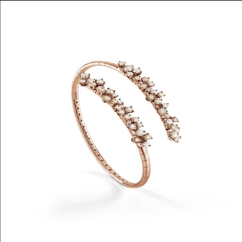 DAMIANI Masterpiece Mimosa Flexi含羞草系列18K玫瑰金鑽石手環，163,600元。（DAMIANI提供）