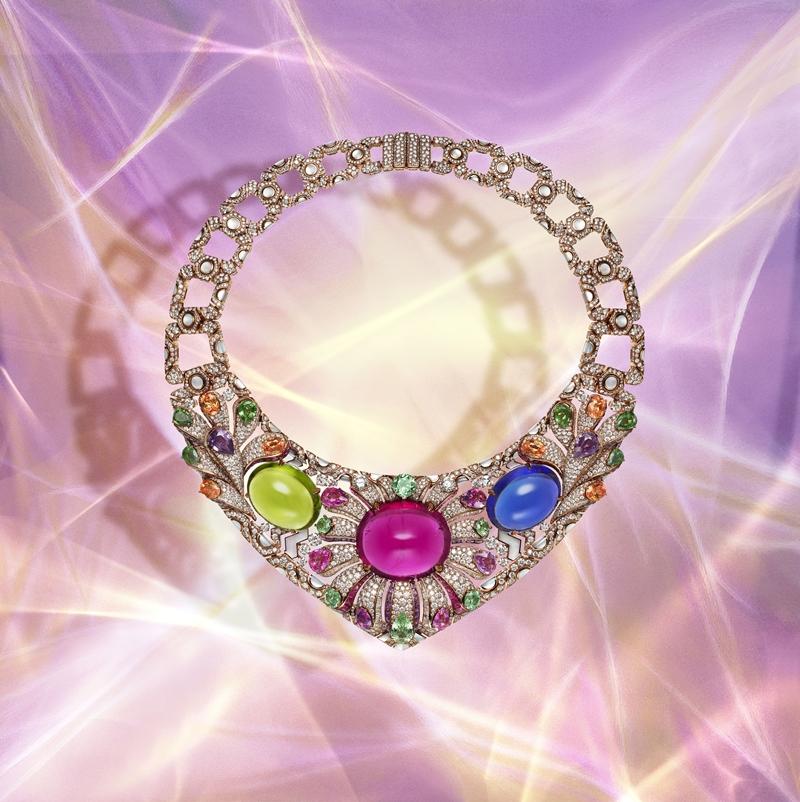 BVLGARI Polychroma系列 Polychromatic Bloom絢彩綻放頂級彩寶與鑽石。（BVLGARI提供）
