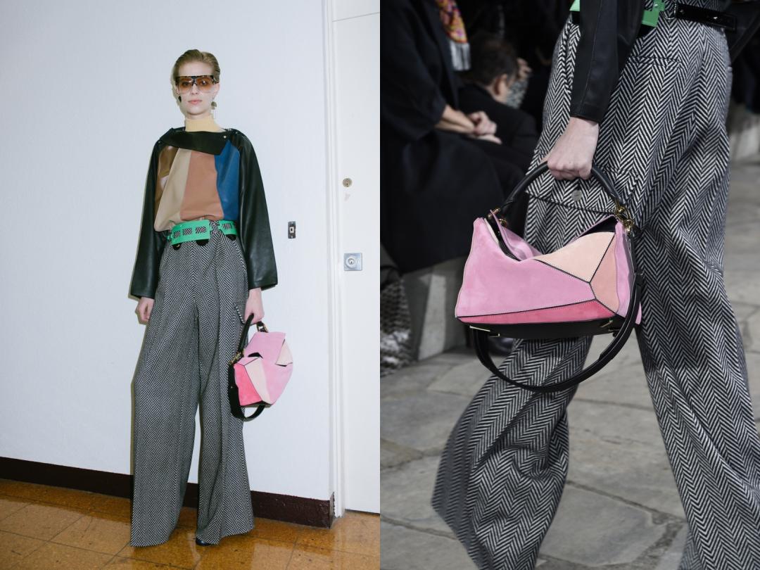 LOEWE PUZZLE於2015春夏女裝展中正式亮相，歷年來其材質及搭配演進琳琅滿目。