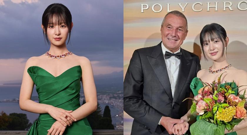金智媛上週出席寶格麗活動，獲得總裁Jean-Christophe Babin青睞。(翻攝自Weibo，以下同)