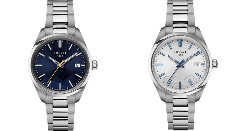 TISSOT PR 100系列少女峰聯名特別款腕錶，34毫米，各11,100元。(TISSOT提供，以下同)
