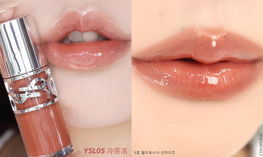 YSL情挑誘光嫩唇凍，#05加州陽光，裸茶色彷彿沐浴在陽光下。
