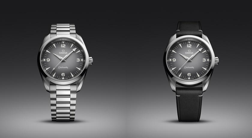 OMEGA Railmaster鐵霸系列回歸，大三針鍊帶款181,000元、皮革錶帶款170,000元。(OMEGA提供，以下同)