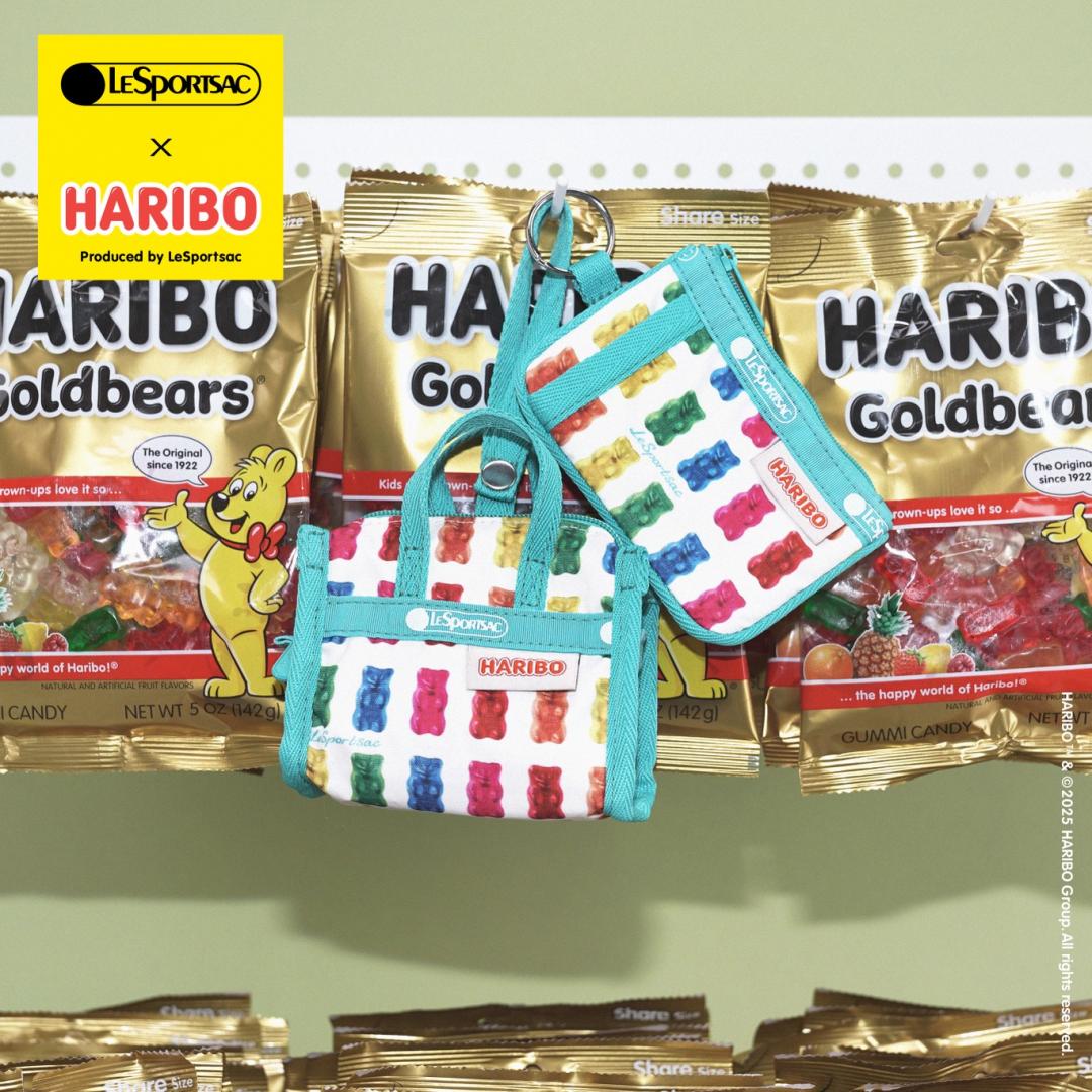 HARIBO小熊軟糖聯名系列（左起）薄荷小熊軟糖迷你旅行袋掛飾（NT$1,950）、。