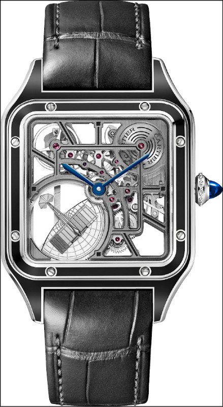 Santos Dumont鏤空腕錶，精鋼黑漆款，1,090,000元。